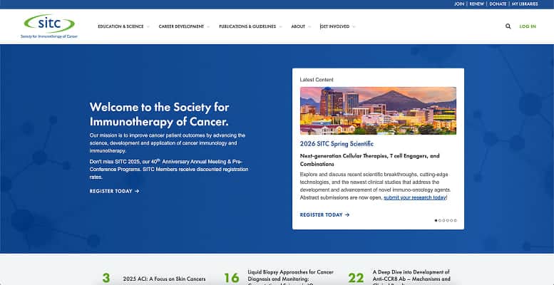 Society for Immunotherapy of Cancer website page (1)